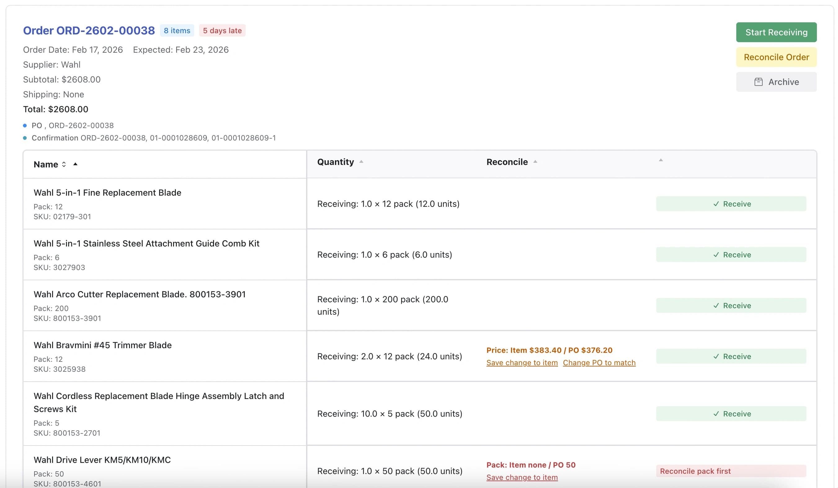 LineNow receiving and delivery matching